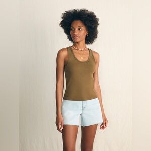 FAHERTY NWT Sunwashed Rib Tank - Military Olive LARGE